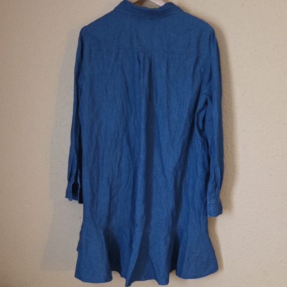 Tuckernuck Chambray Blue Shirt Dress with Ruffle Hem - Picture 6 of 12